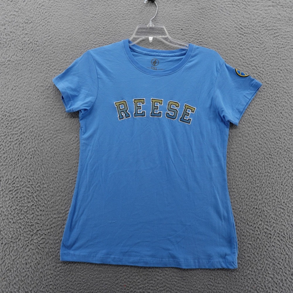 WNBA FISLL Angel Reese 5 Basketball TShirt Womens NWT Size‎ L Blue Short Sleeve